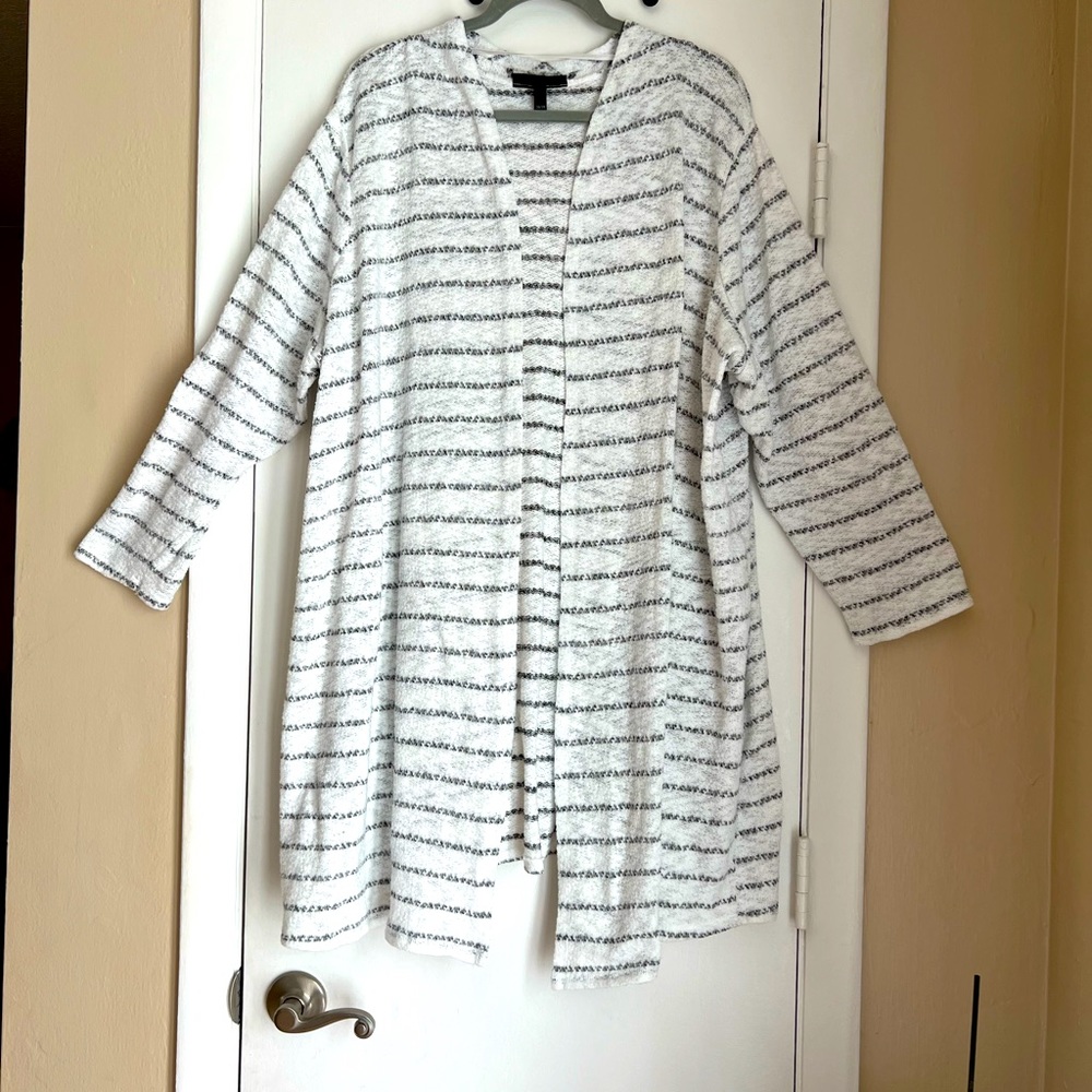 Lane Bryant knit cardigan, white with black strips, 26/28 - item 16
